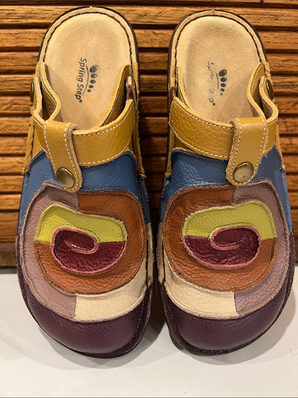 SPRING STEP Lollipop Colorful Patchwork Leather Swirl Comfort Clogs size 41